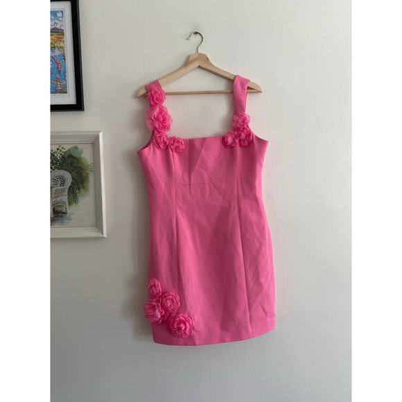 ELLIATT Trompe Hot Pink 3D Floral Mini Dress Size XL - Picture 3 of 9